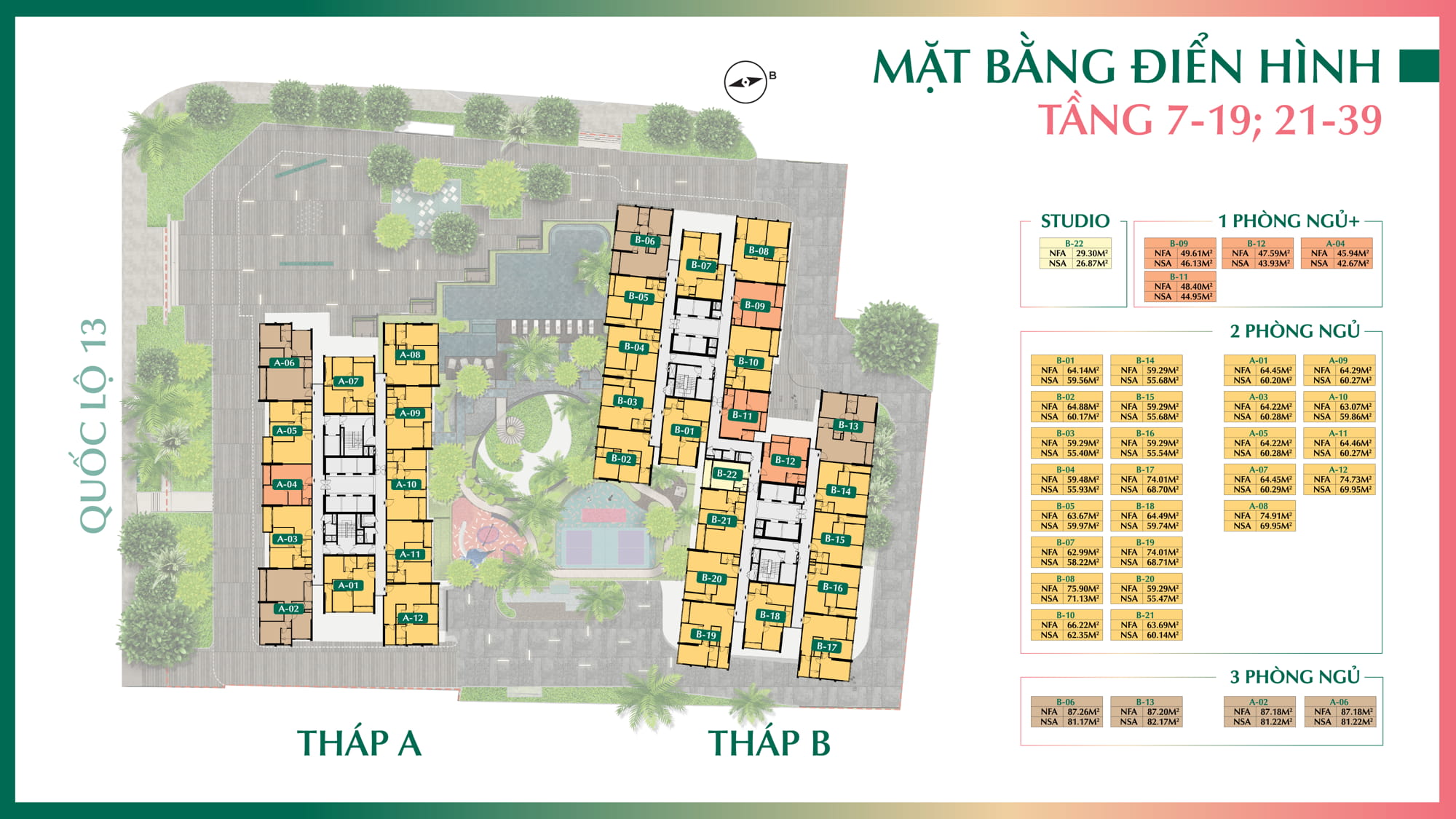 Mặt Bằng The Emerald Boulevard Tầng Điển Hình 7-19 Và 21-39