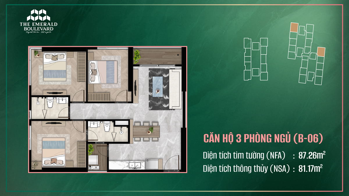 Thiết Kế Căn Hộ 3 Pn B-06 The Emerald Boulevard