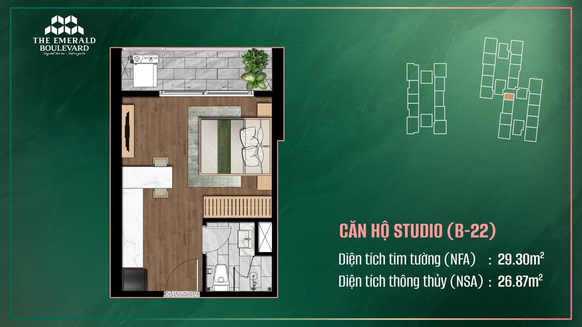 Thiết Kế Căn Hộ Studio B-22 The Emerald Boulevard